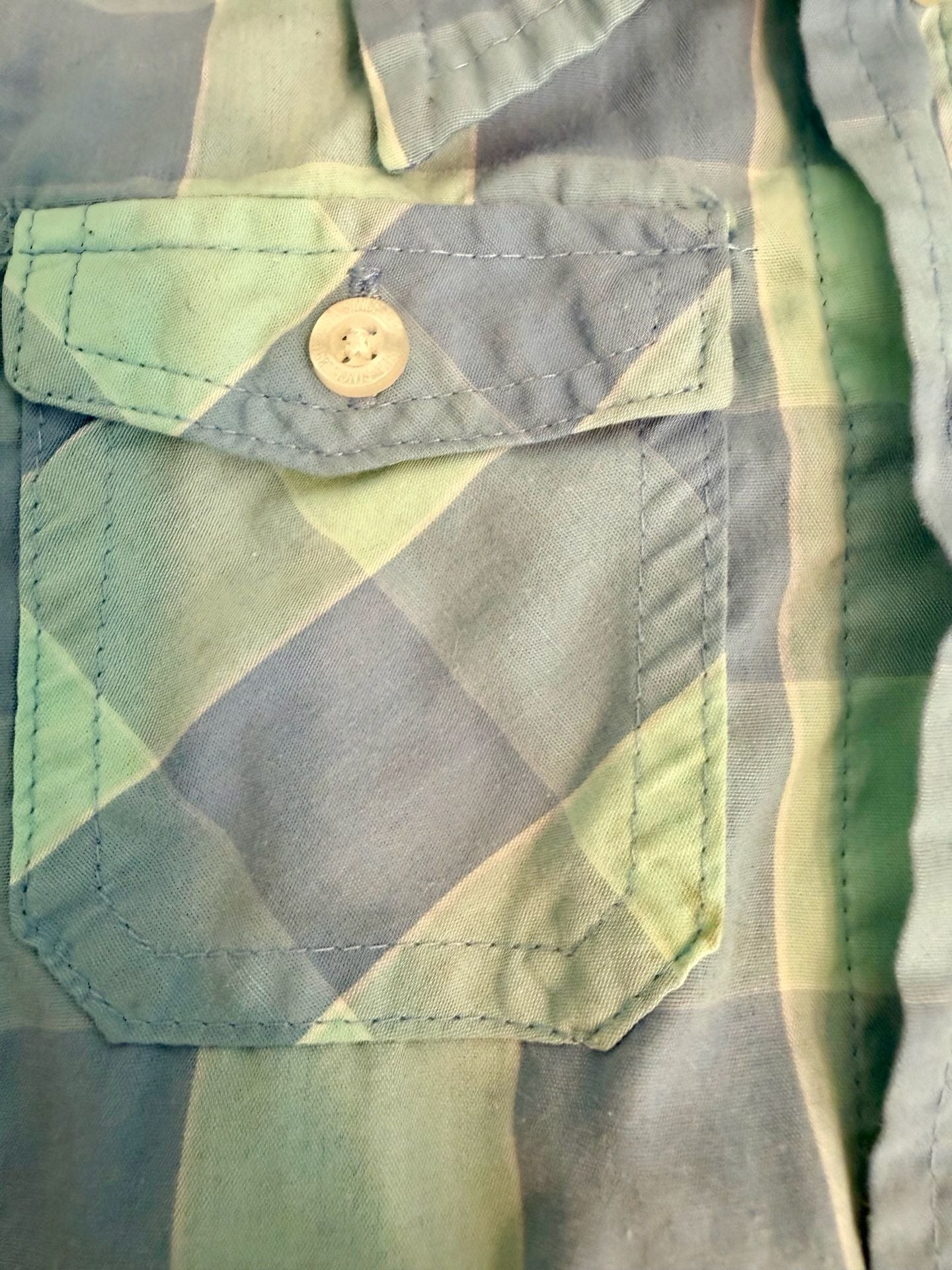 U.S. Polo Assn. Short Sleeve Plaid Button Up Shirt Blue Green 4