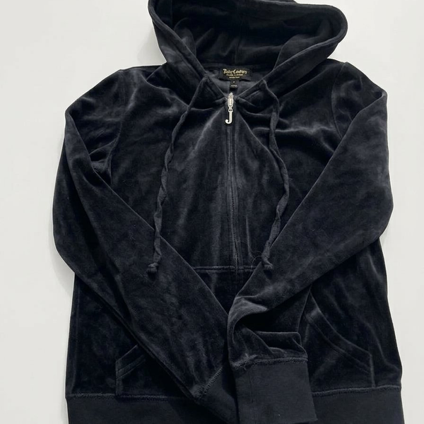 Juicy Couture Velour Zip-Up Hoodie Size S Black