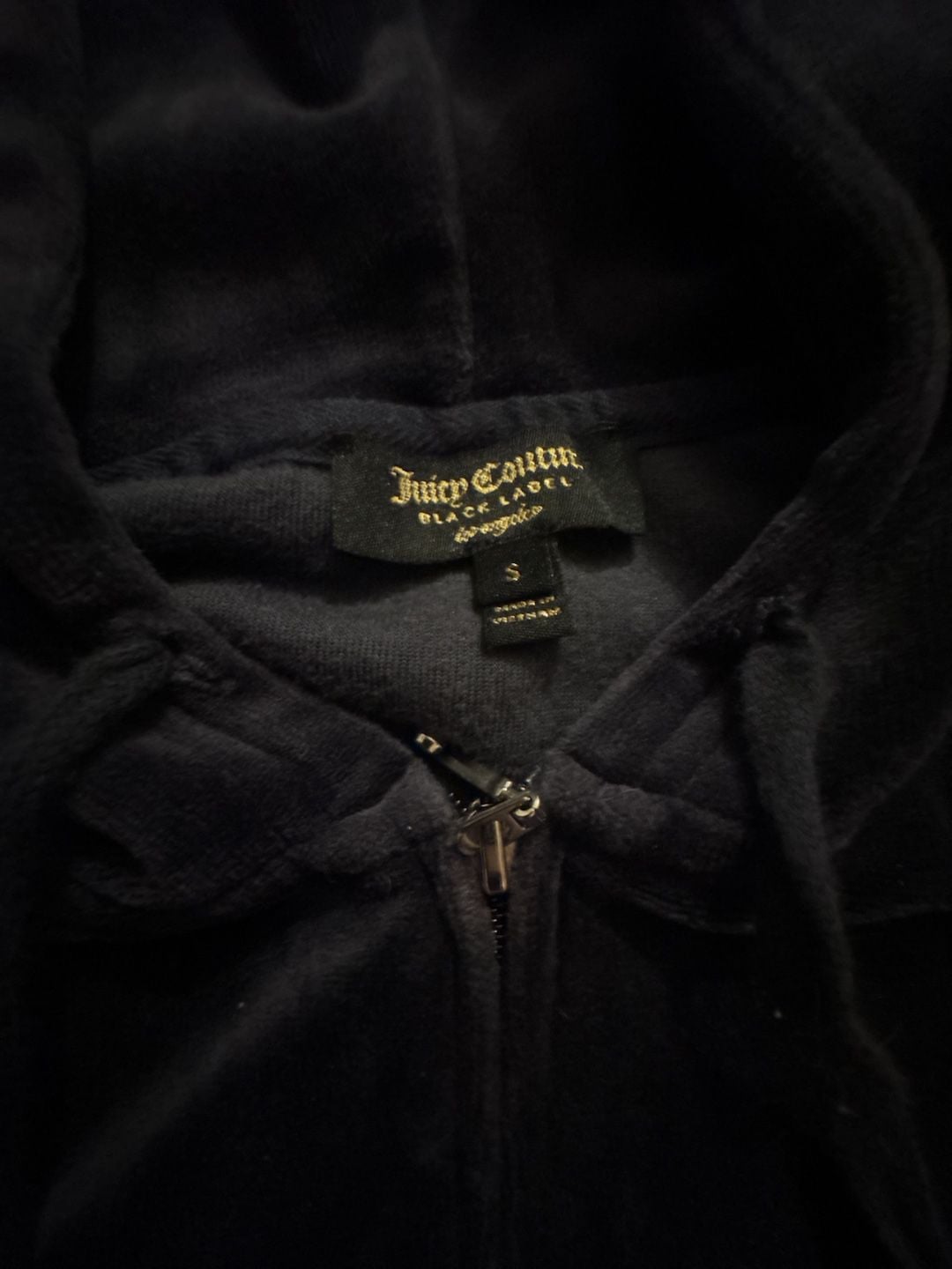 Juicy Couture Velour Zip-Up Hoodie Size S Black 2