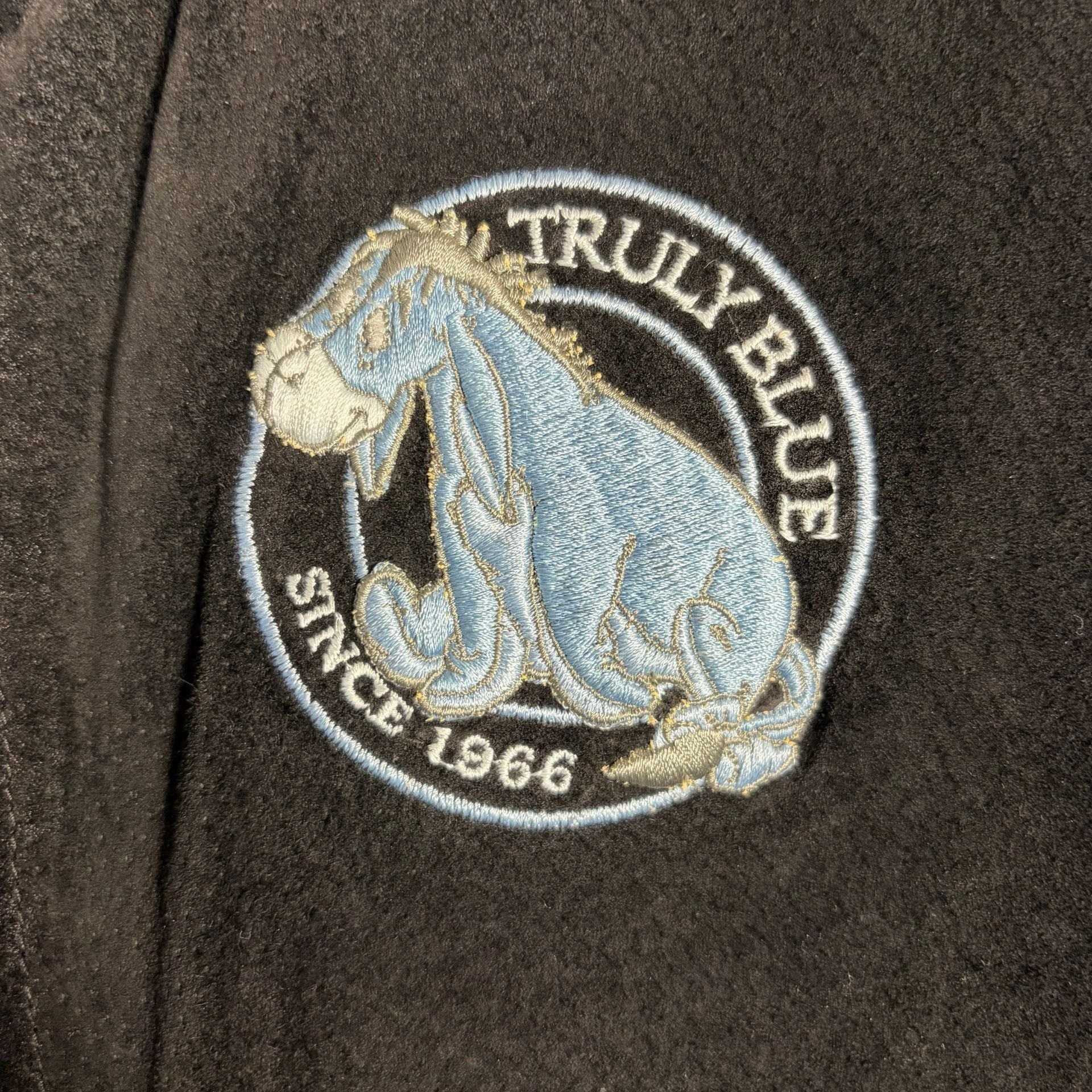 Vintage 90s The Disney Store Eeyore Suede Leather Jacket Size S Black 3