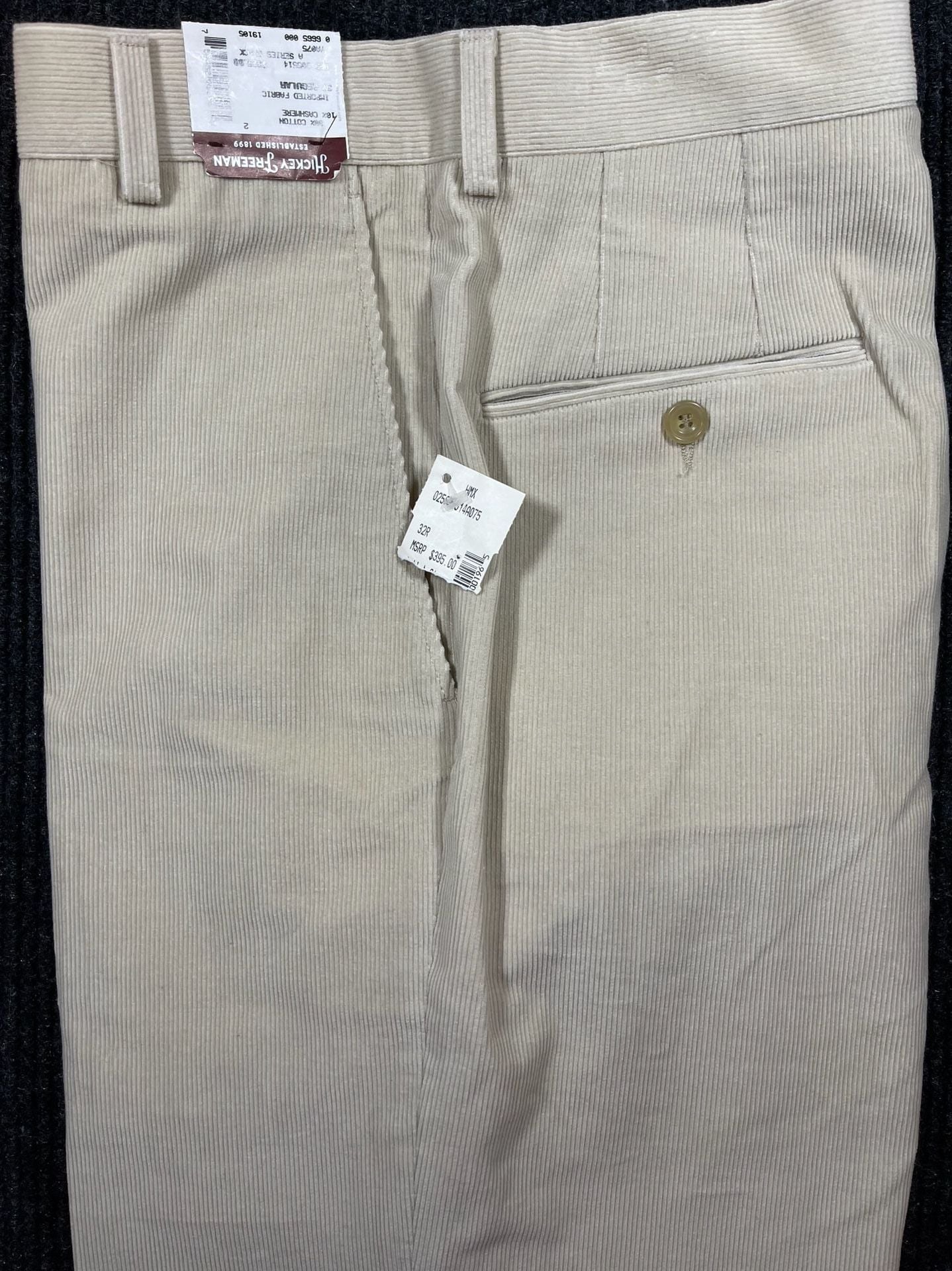 Hickey Freeman A Series Slack Size 32 Regular Beige Corduroy Pants NWT 2