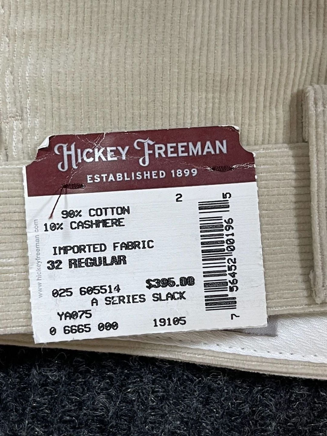 Hickey Freeman A Series Slack Size 32 Regular Beige Corduroy Pants NWT 9