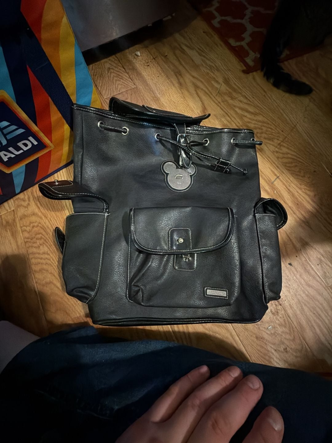 Disney Store Mickey Mouse Faux Leather Backpack Black 3