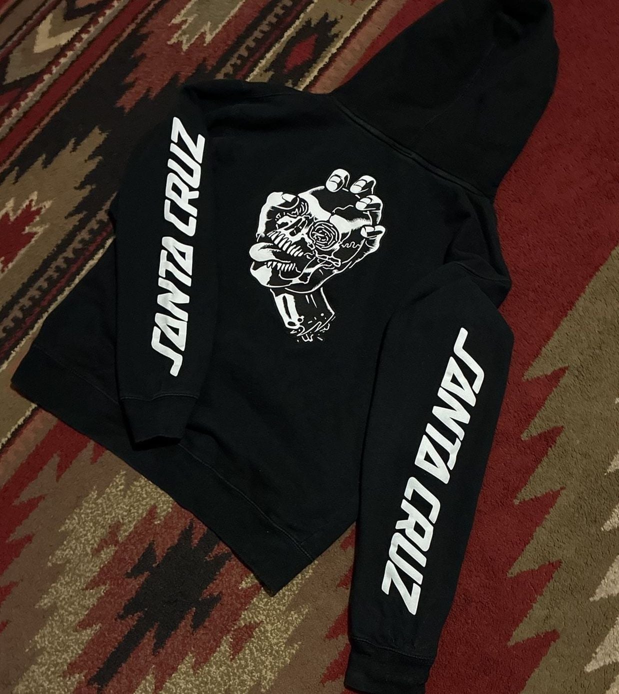 Santa Cruz Screaming Skull Hoodie Size M Black Pullover 7