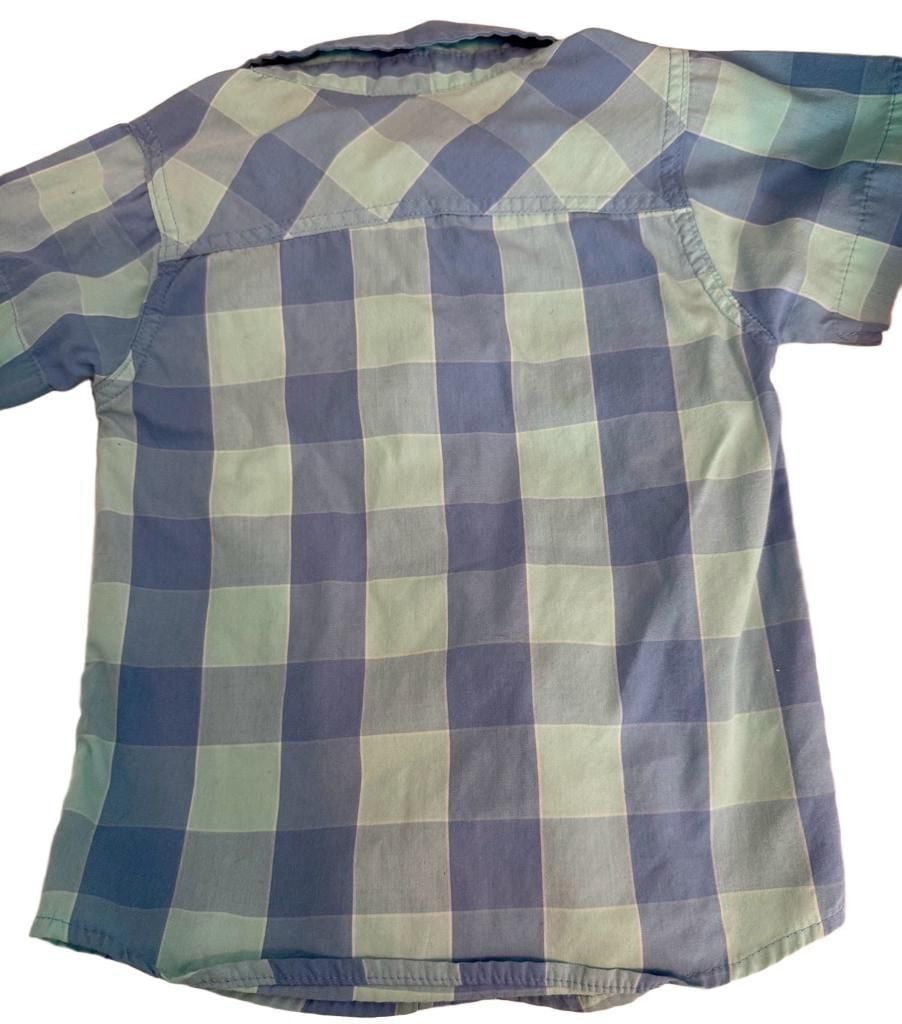 U.S. Polo Assn. Short Sleeve Plaid Button Up Shirt Blue Green 5
