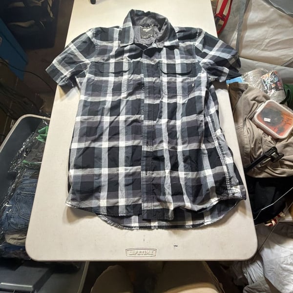 Vans Plaid Short Sleeve Button Down Shirt Size S Black White