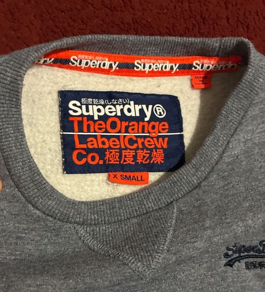 Superdry The Orange Label Crew Size X Small Grey Sweatshirt 4
