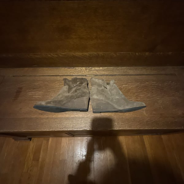 Lucky Brand Brown Suede Wedge Ankle Boots