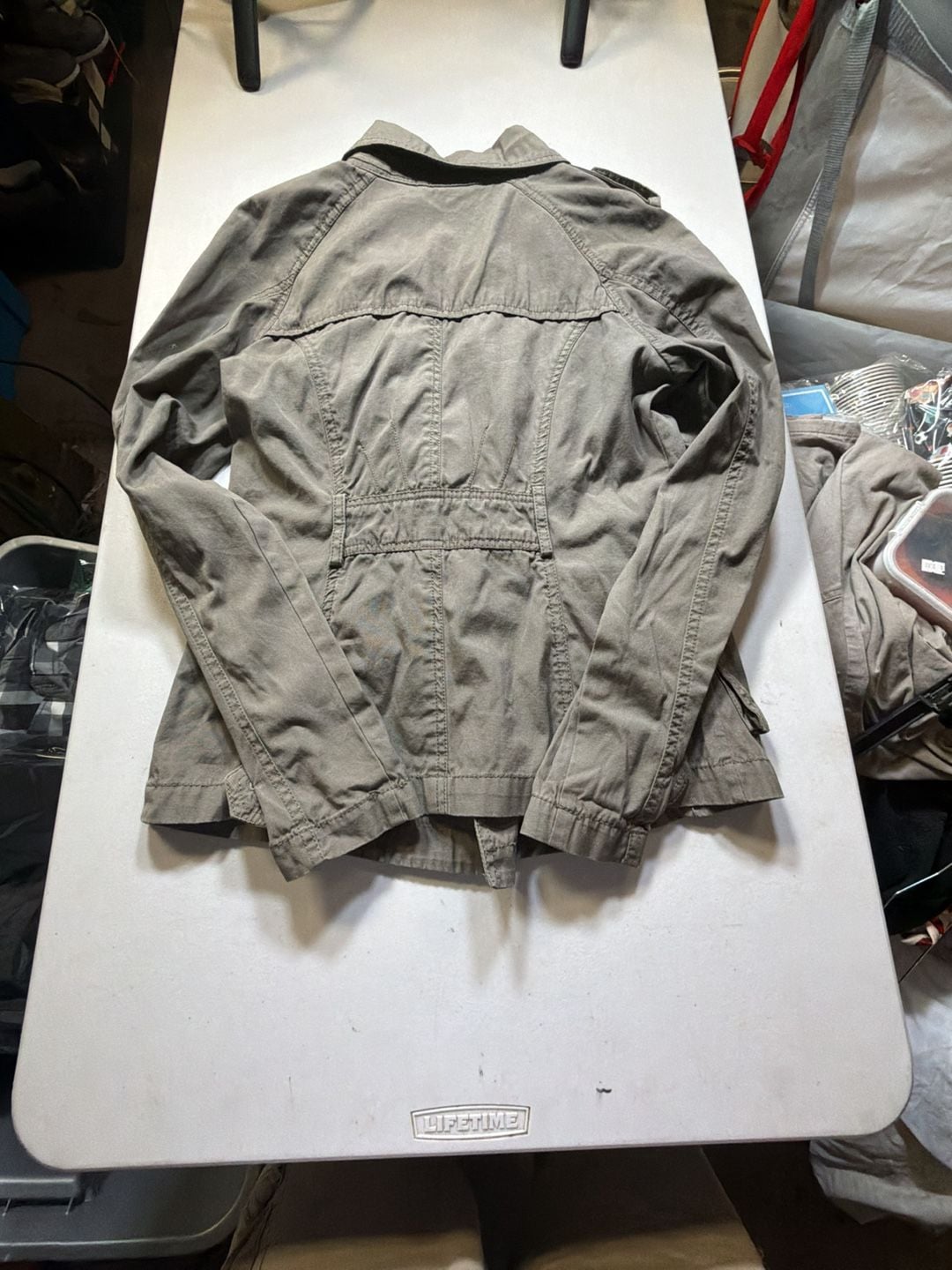 Dollhouse Utility Jacket Size S Green Cotton Military Trench Coat 4