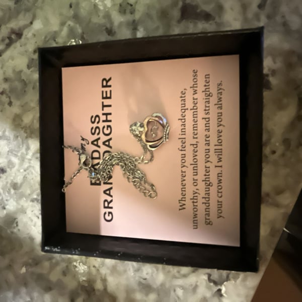To My Badass Granddaughter Crown Heart Pendant Necklace