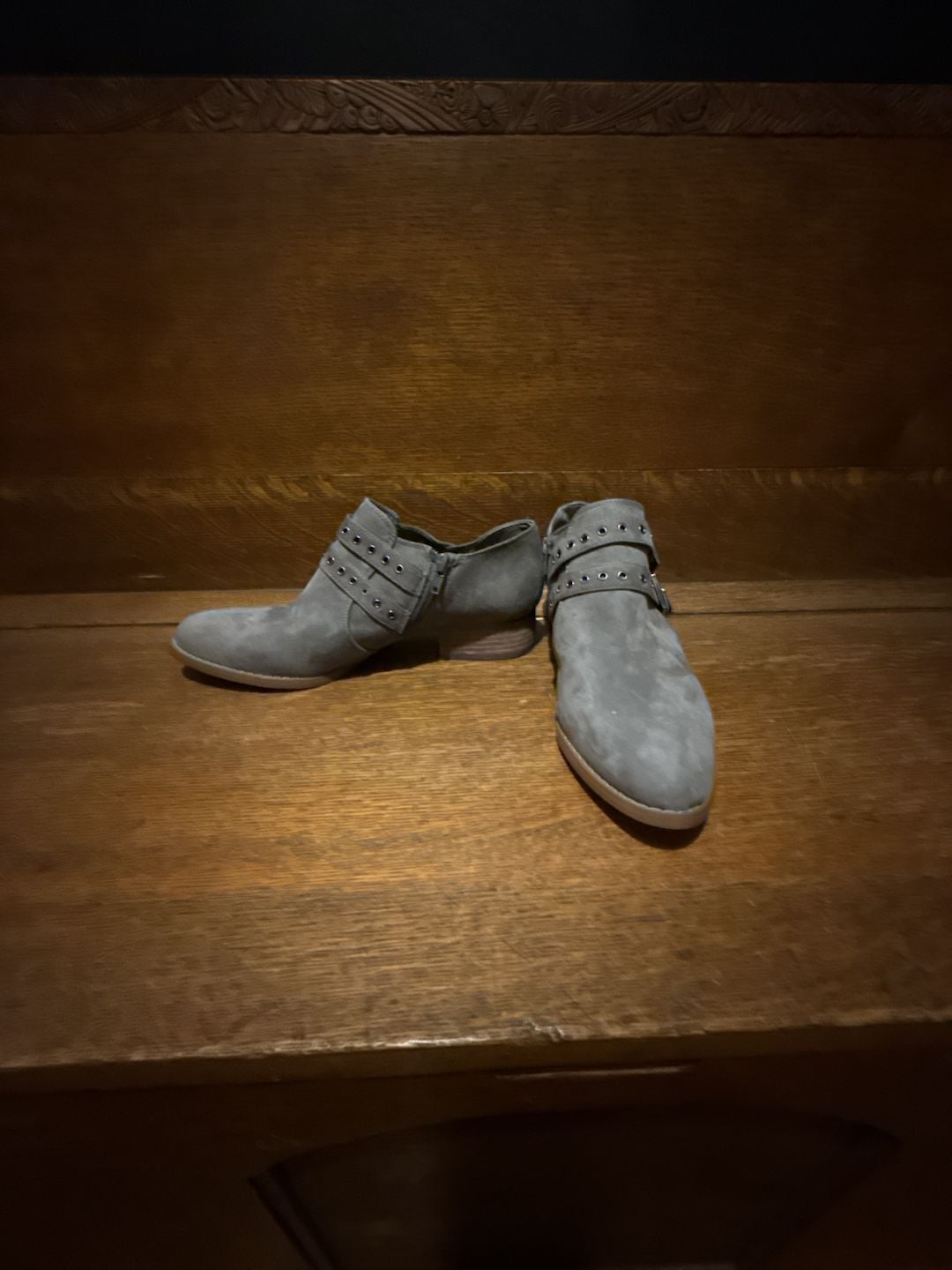 Vince Camuto Cosmika Suede Buckle Booties Grey 5