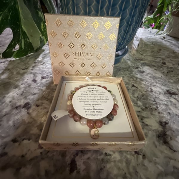 Shivam Quartz Gemstone 14K Gold Plated Sterling Silver Bracelet