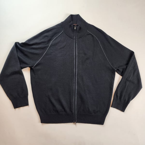 Jos. A. Bank Men's Full Zip Mock Neck Merino Wool Blend Sweater Black XL