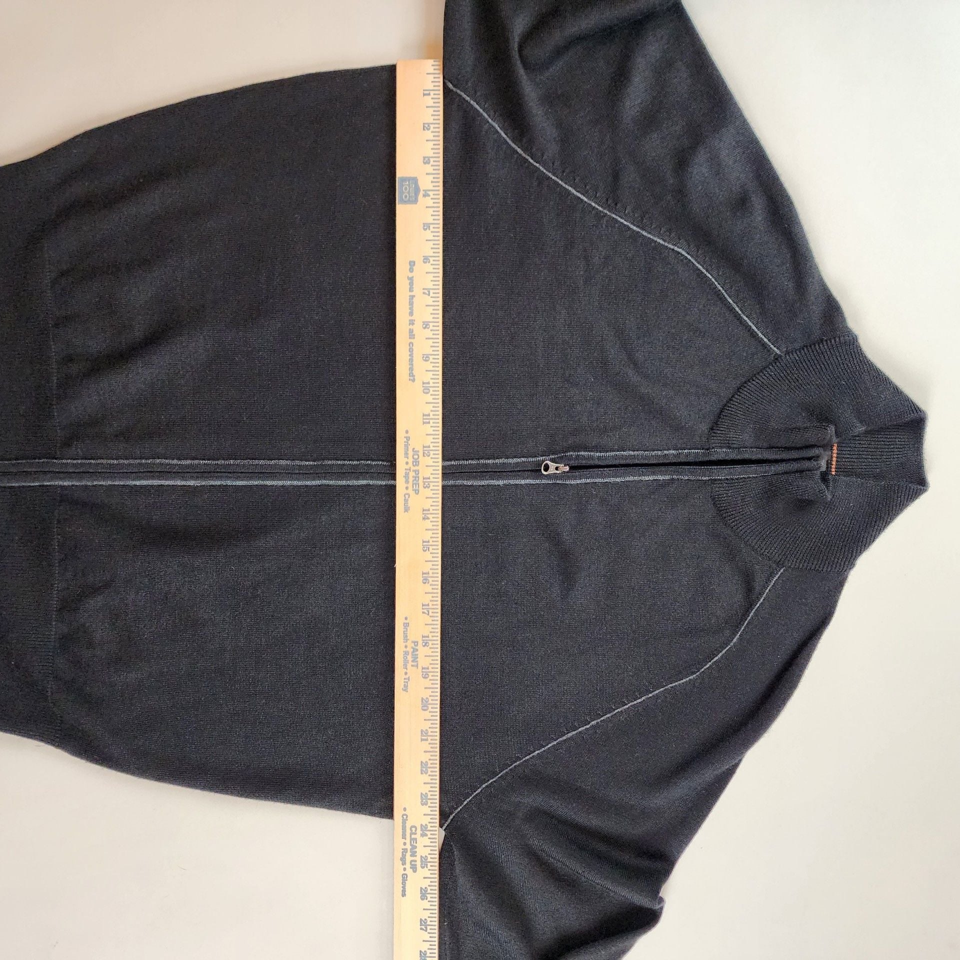Jos. A. Bank Men's Full Zip Mock Neck Merino Wool Blend Sweater Black XL 8