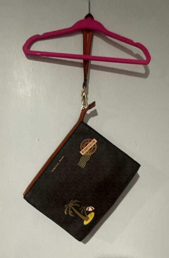 Michael Kors Jet Set Go Signature Brown Zip Clutch Wristlet 3