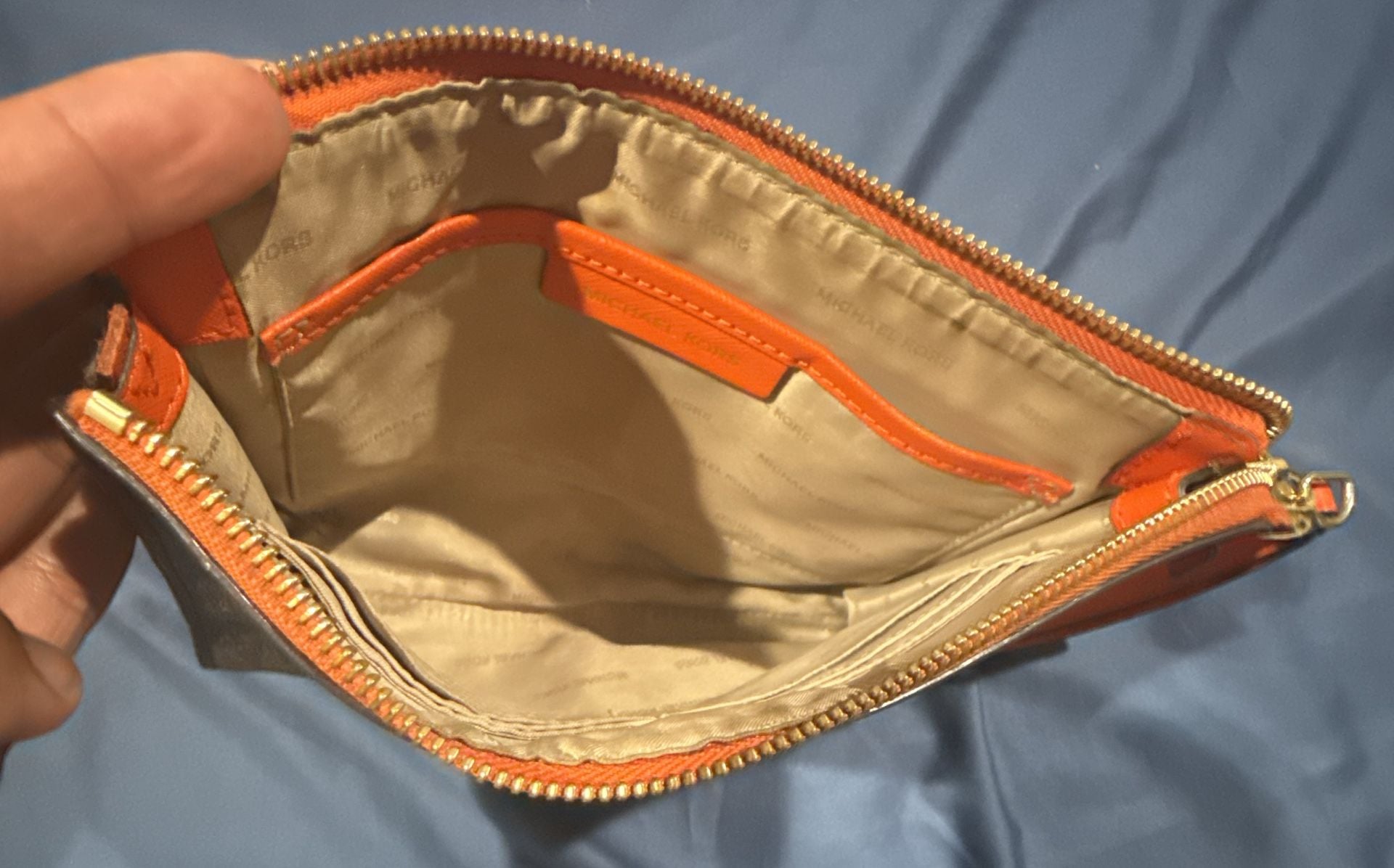 Michael Kors Jet Set Go Signature Brown Zip Clutch Wristlet 6