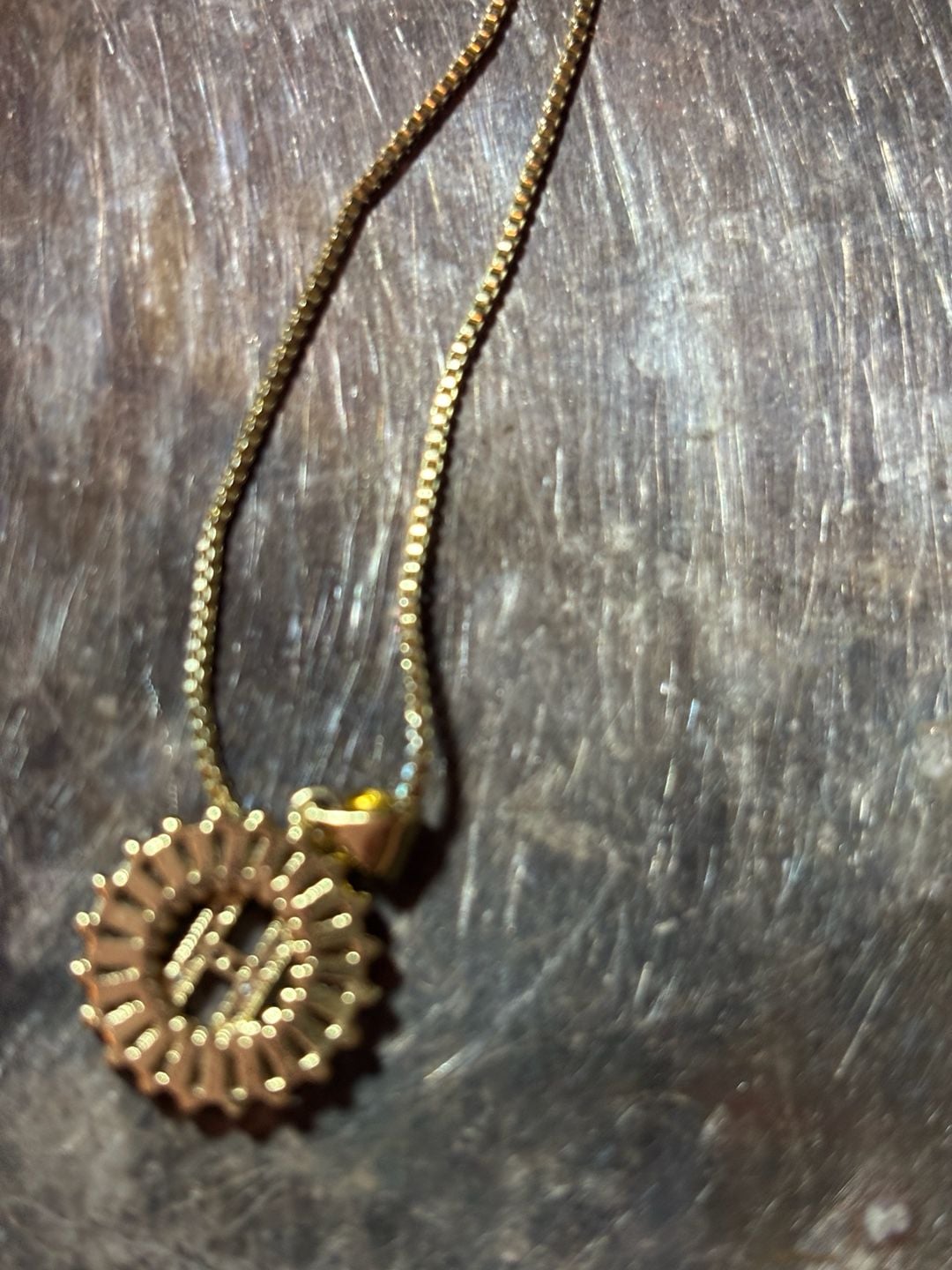 Gold Initial H Pendant Necklace Size 9 Inches Round CZ Crystal 6