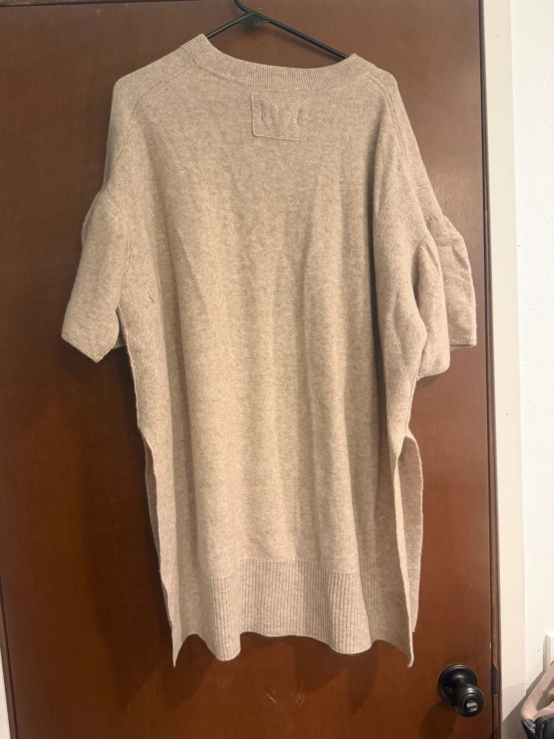 We The Free Short Sleeve 100% Cashmere Sweater Size S Light Beige Knit Pullover 3