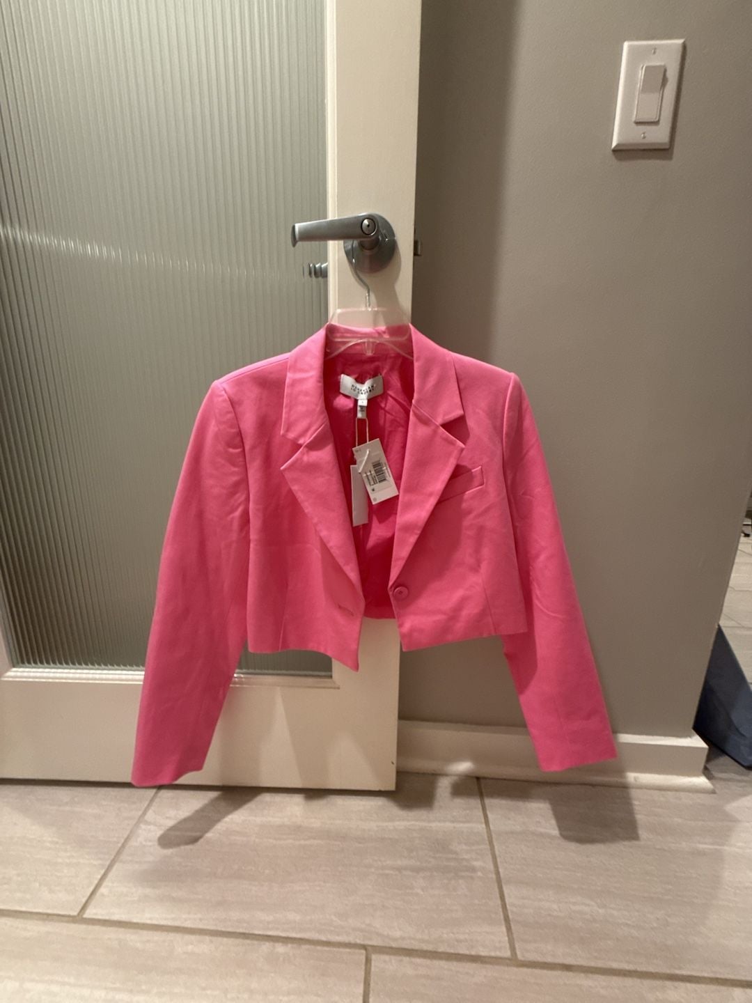 Derek Lam 10 Crosby Cropped Blazer Size 6 Bright Pink 2