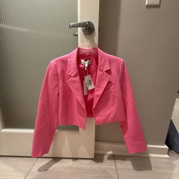 Derek Lam 10 Crosby Cropped Blazer Size 6 Bright Pink