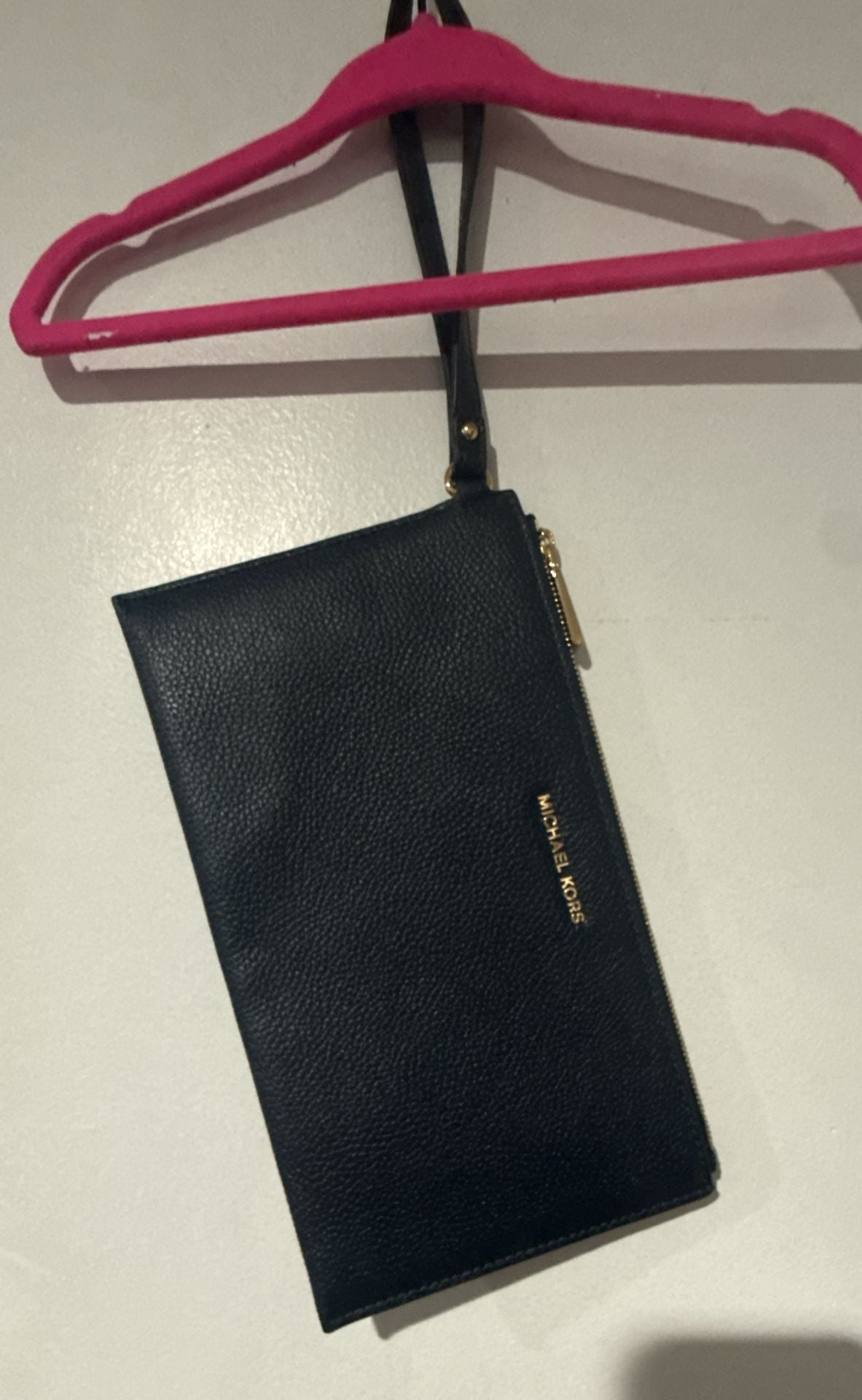 Michael Kors Jet Set Pebbled Leather Pouch Clutch Blue 2