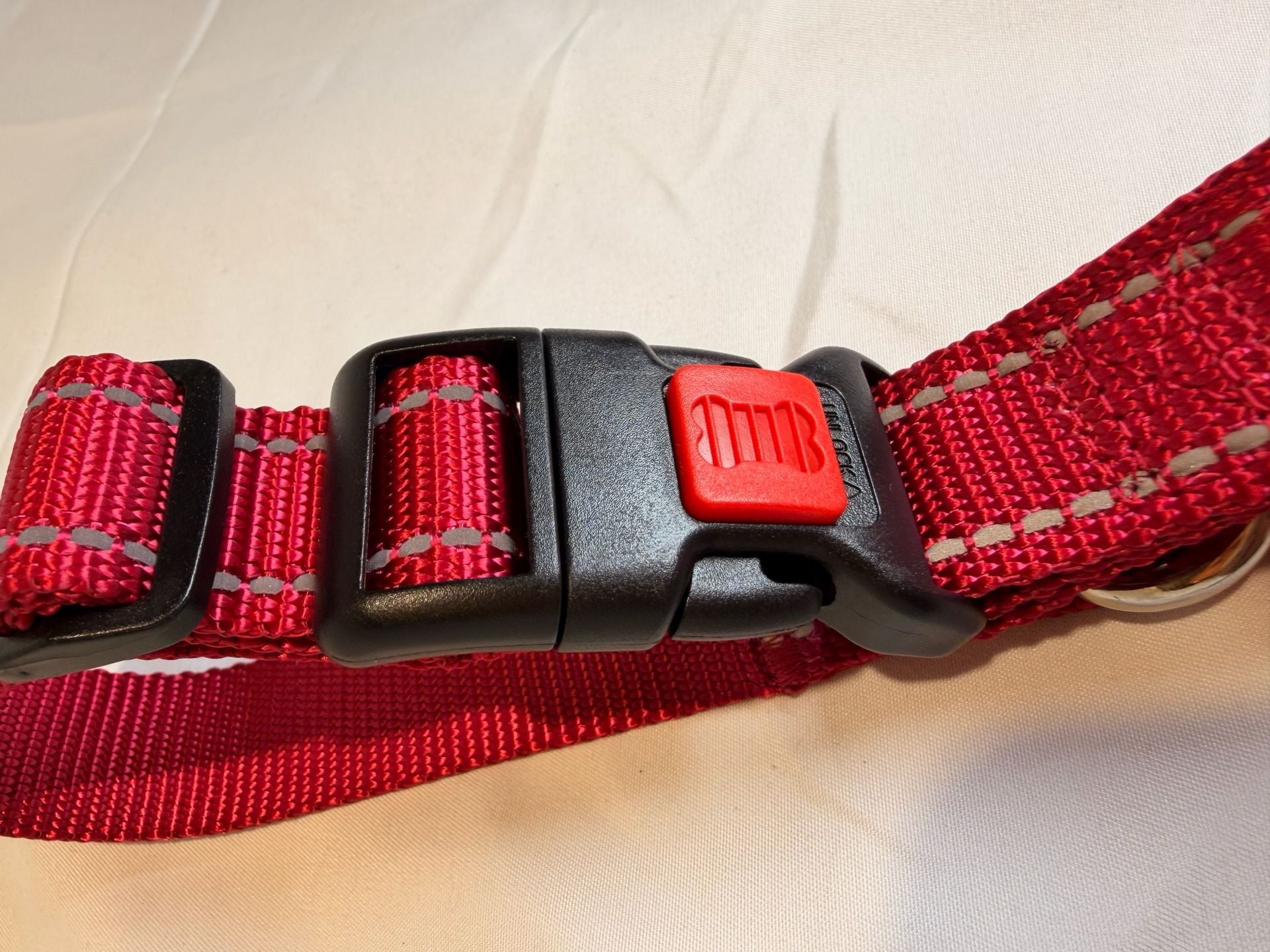 Reflective Nylon Dog Collar Red Adjustable 3