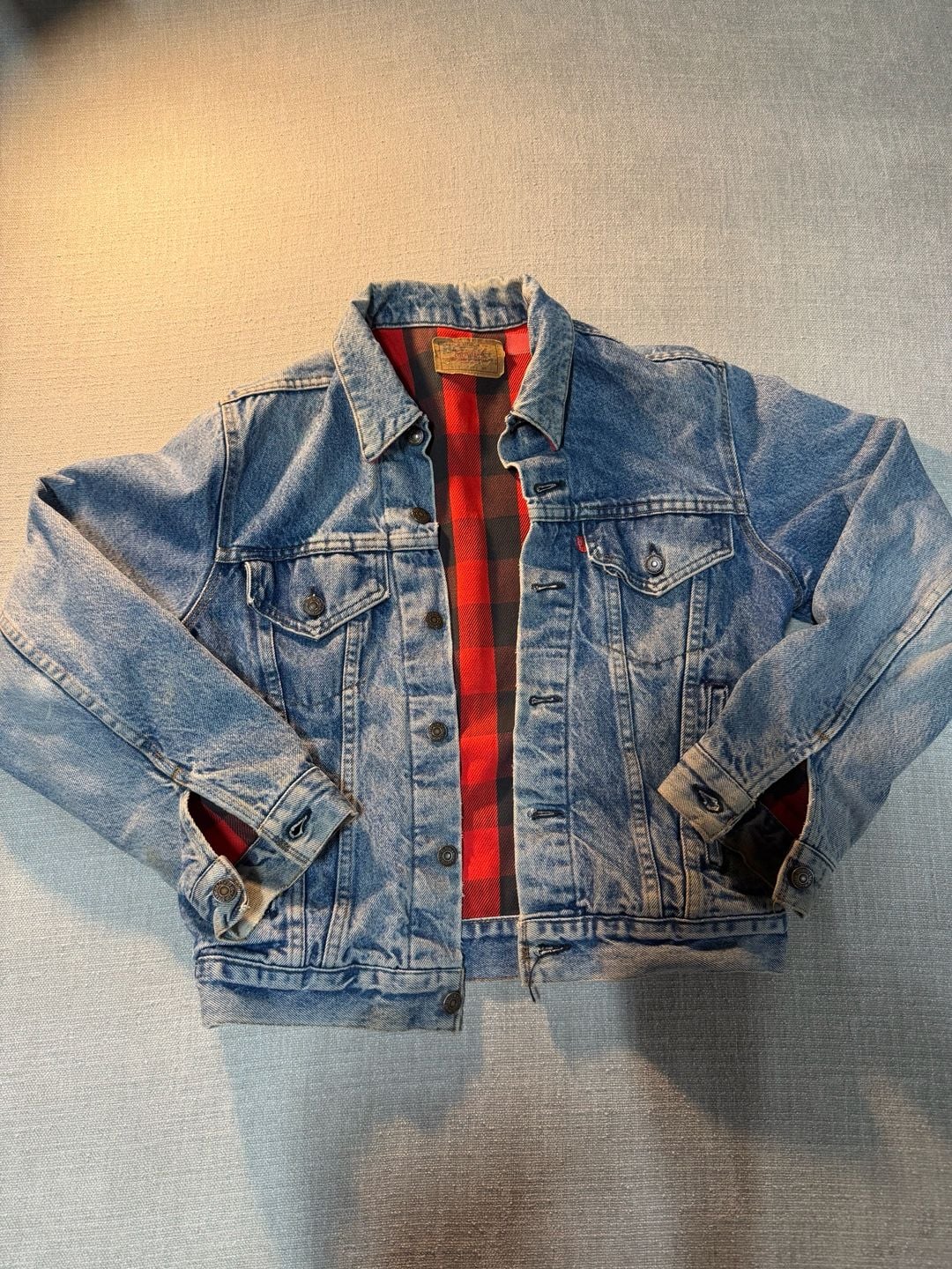 Levi's 70417 Flannel Lined Trucker Jacket Size 40 Blue Denim 2