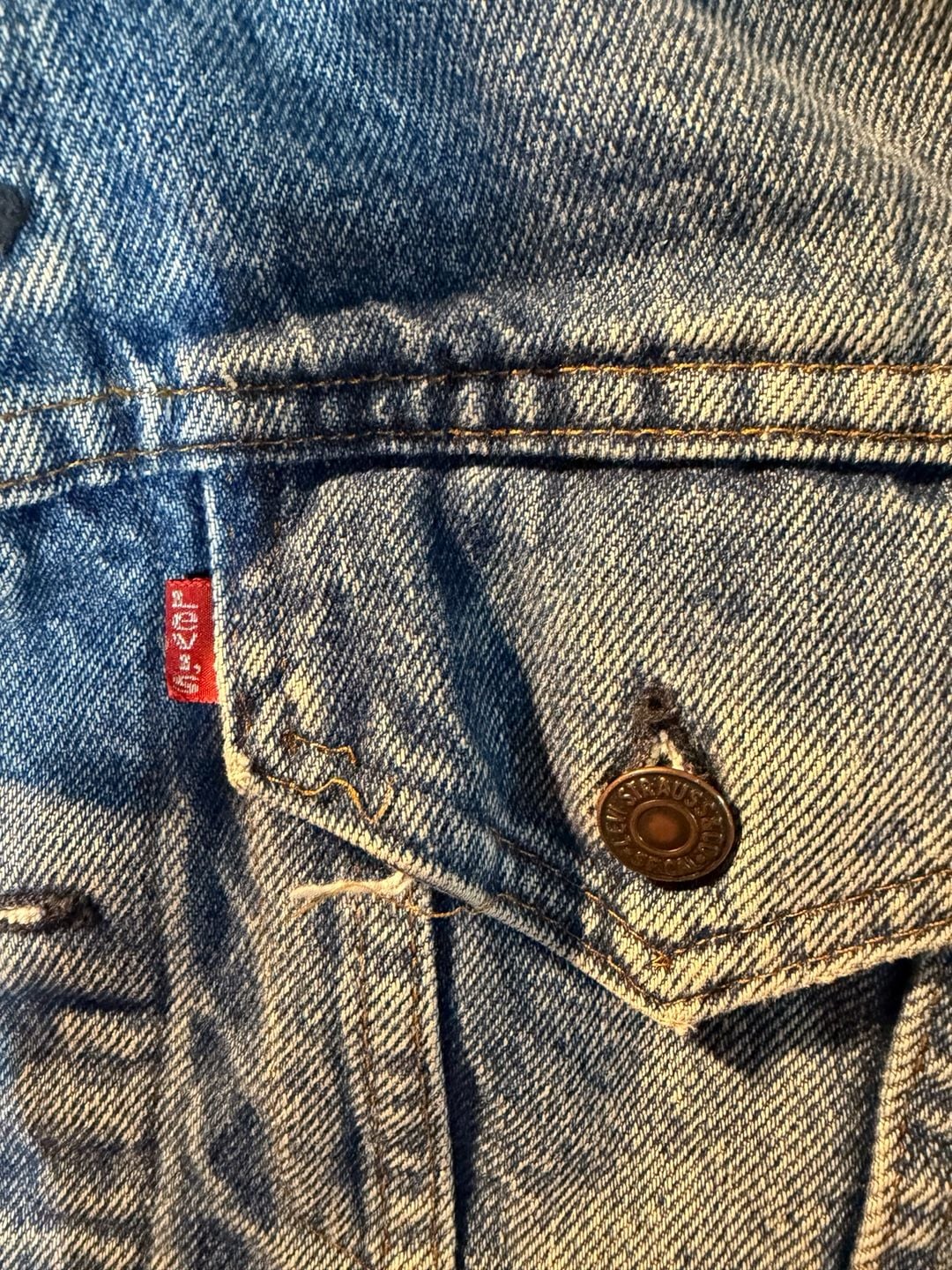 Levi's 70417 Flannel Lined Trucker Jacket Size 40 Blue Denim 3