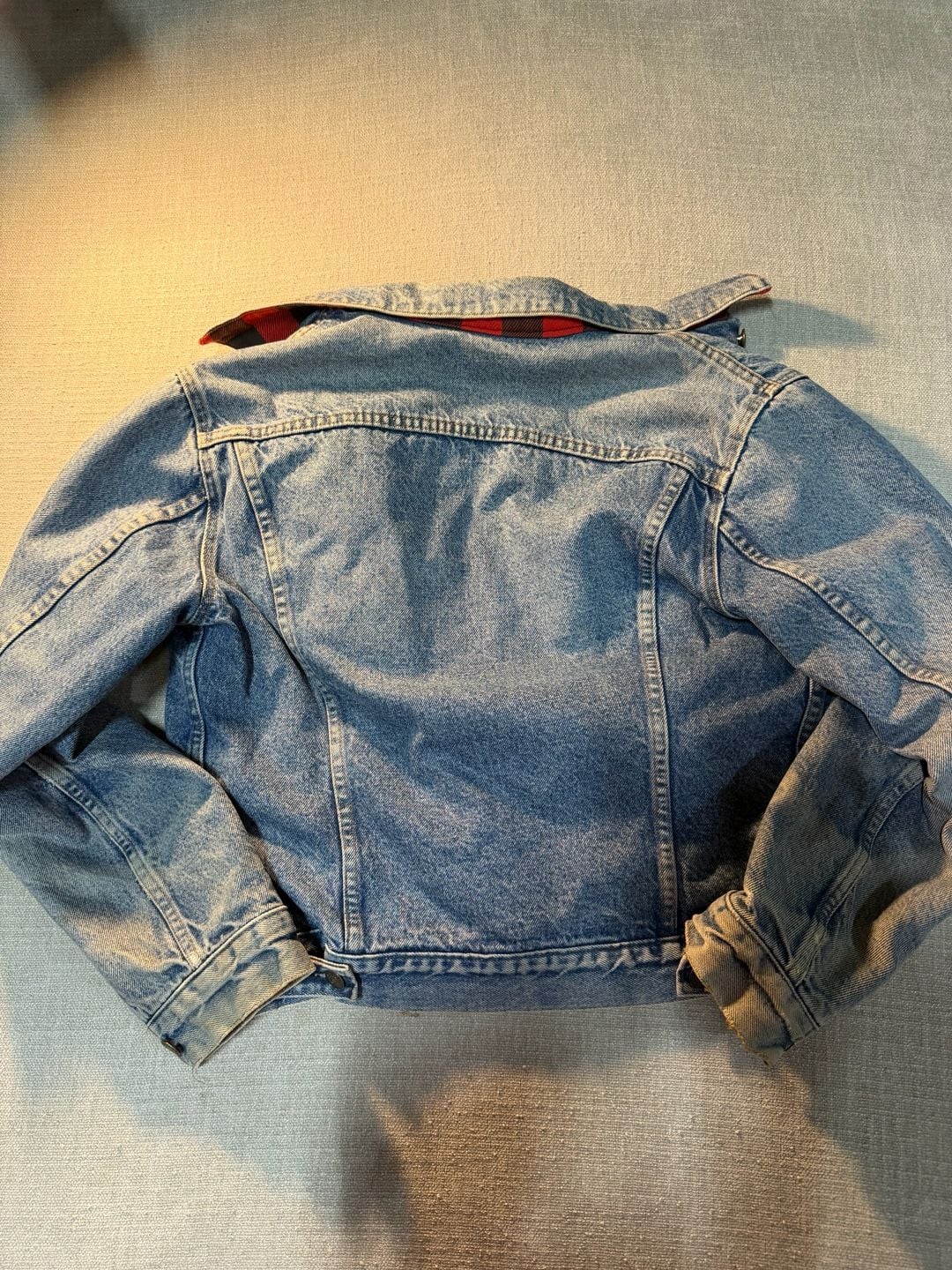 Levi's 70417 Flannel Lined Trucker Jacket Size 40 Blue Denim 5
