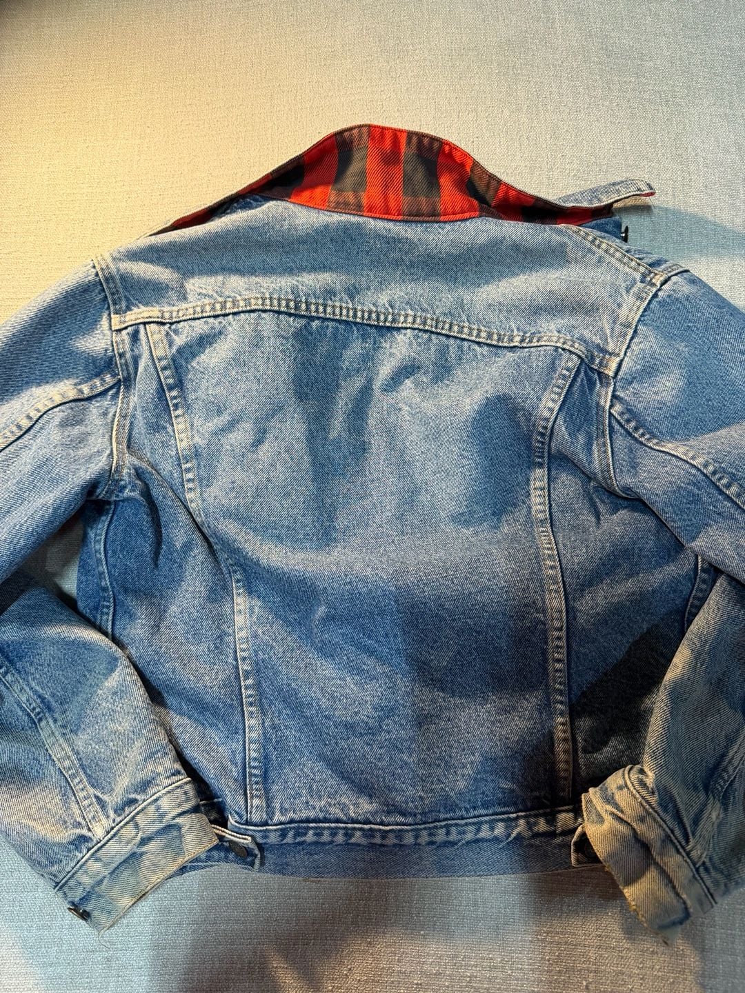 Levi's 70417 Flannel Lined Trucker Jacket Size 40 Blue Denim 6