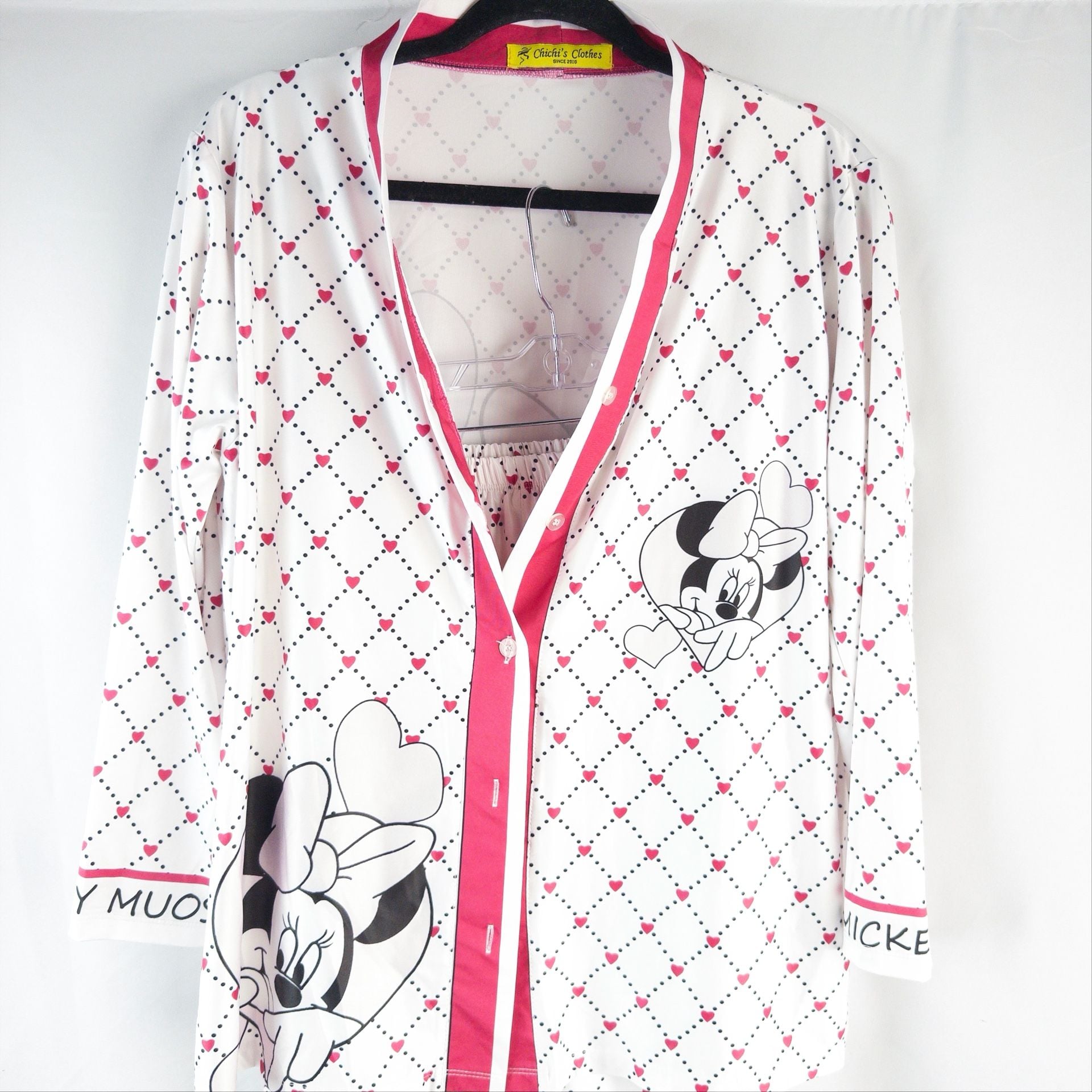 Chichi's Clothes Minnie Mouse Pajama Set White Pink Heart 1