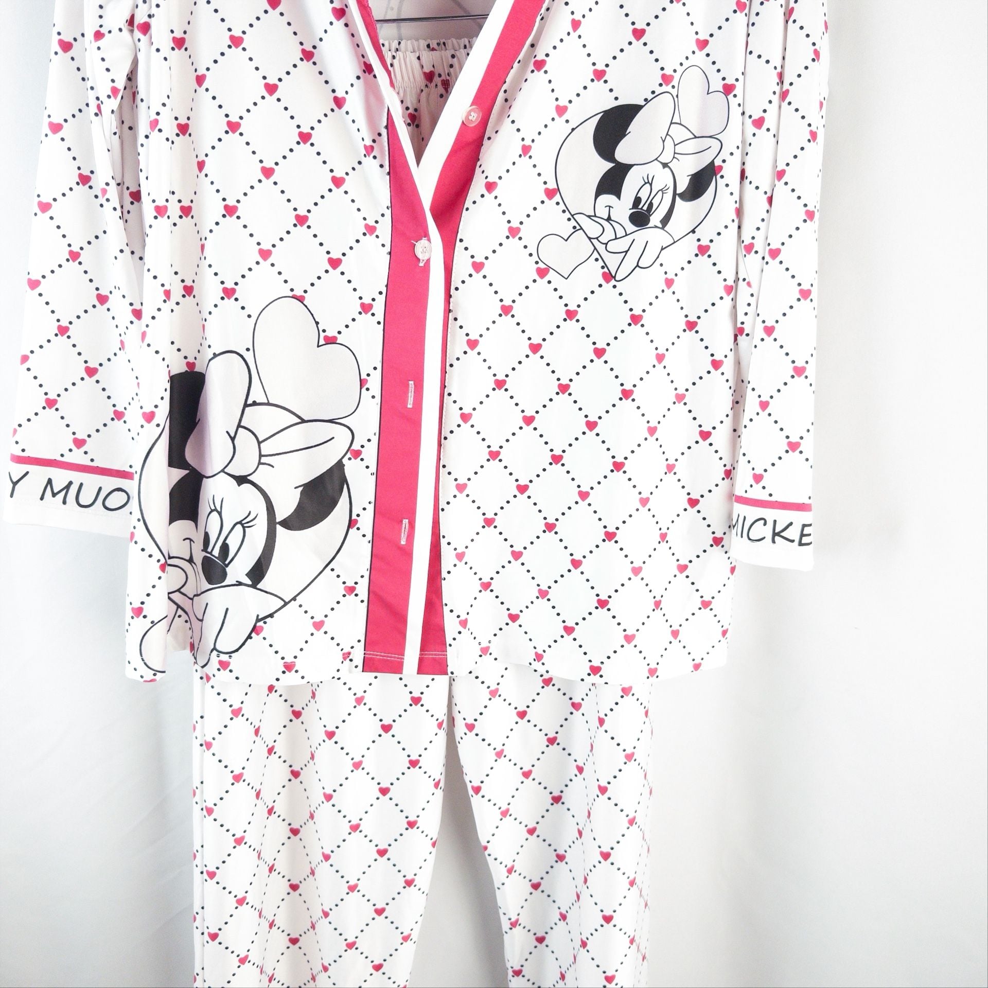 Chichi's Clothes Minnie Mouse Pajama Set White Pink Heart 2