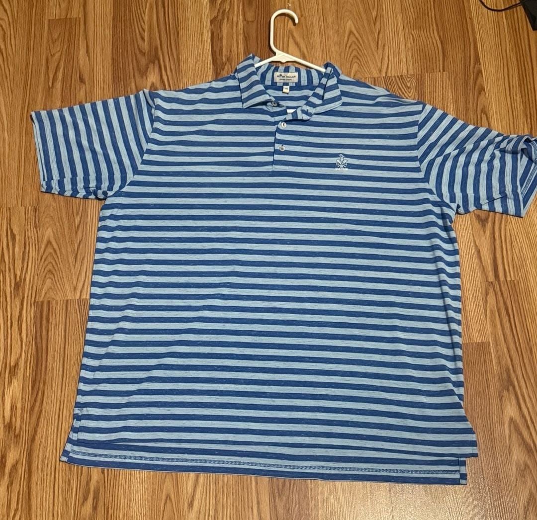 Peter Millar Summer Comfort Polo Shirt Size XXL Blue Striped  7