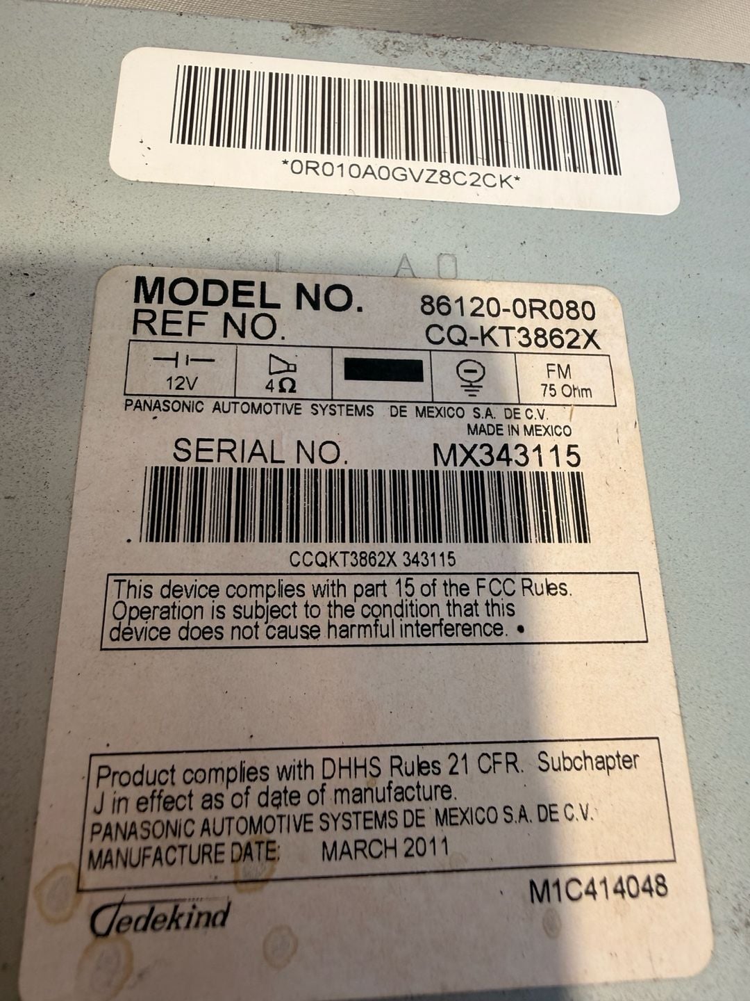 Working Toyota Rav4 OEM Radio CD Player 86120-0R080 5