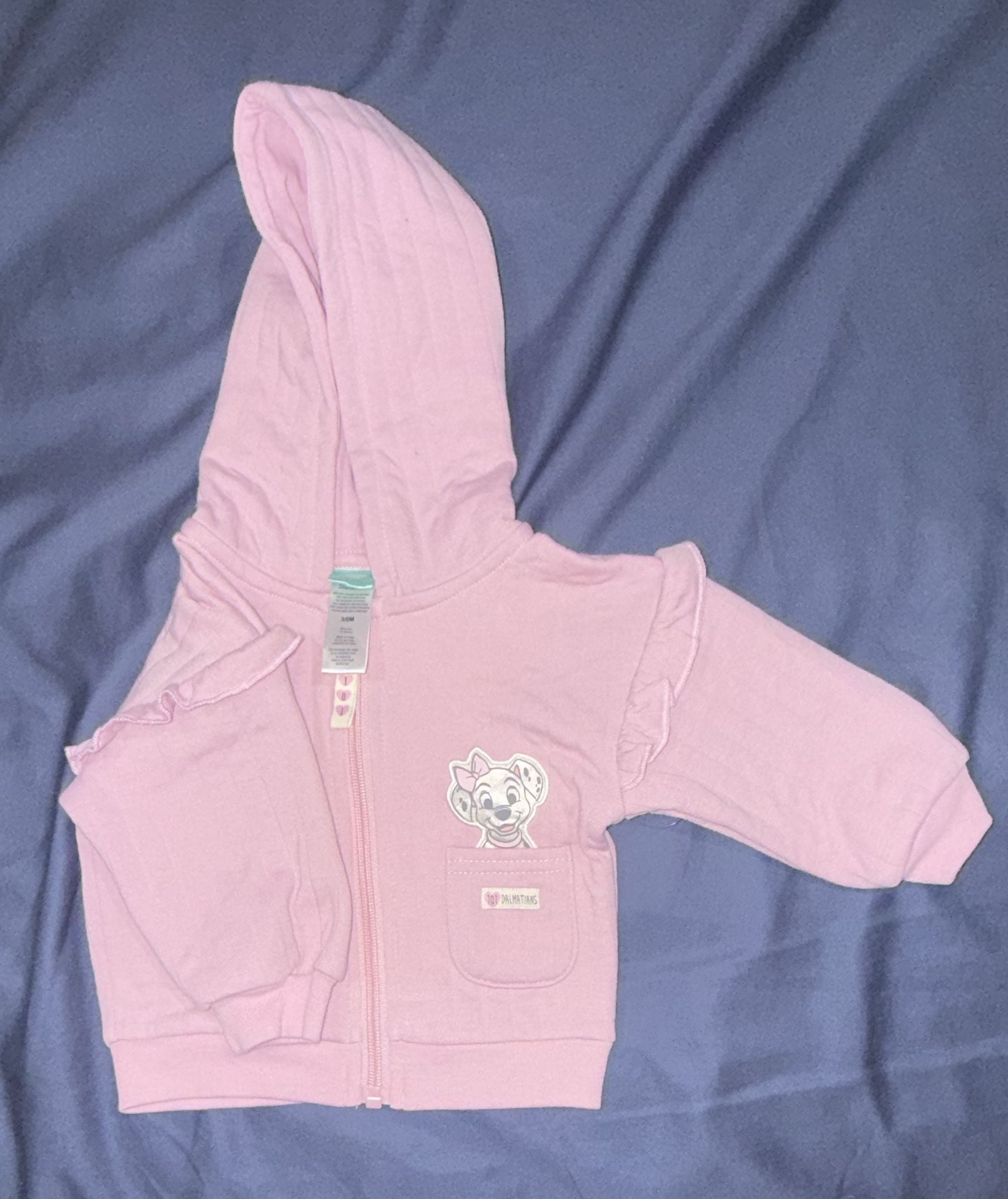 Disney Baby 101 Dalmatians Zip-Up Hoodie Size 3/6M Pink 2
