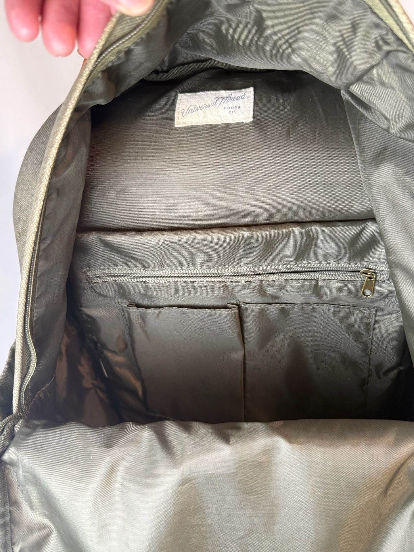 Universal Thread Canvas Backpack Green Brown Leather Trim Preppy Old Money Ivy League Quiet Luxury Utility Minimalist 6