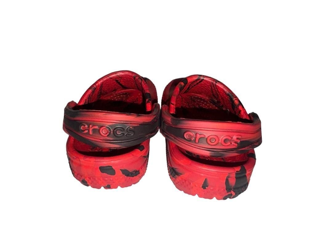 Crocs Classic Marbled Clog Size 5 Red Black Toddler Slip On Sandals 7