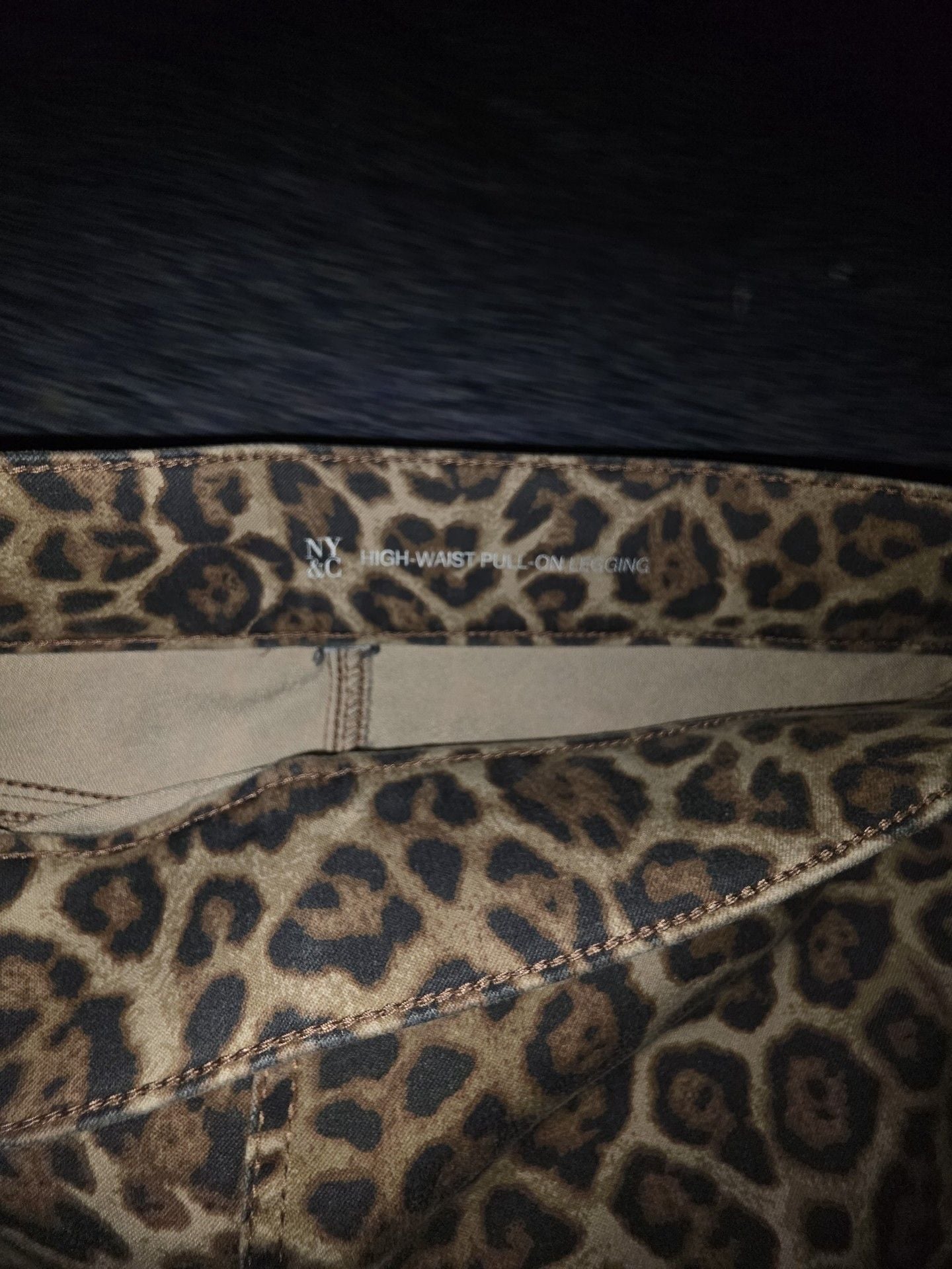 NY&C Leopard Scetchy High-Waist Pull-On Legging Pants Animal Print 3