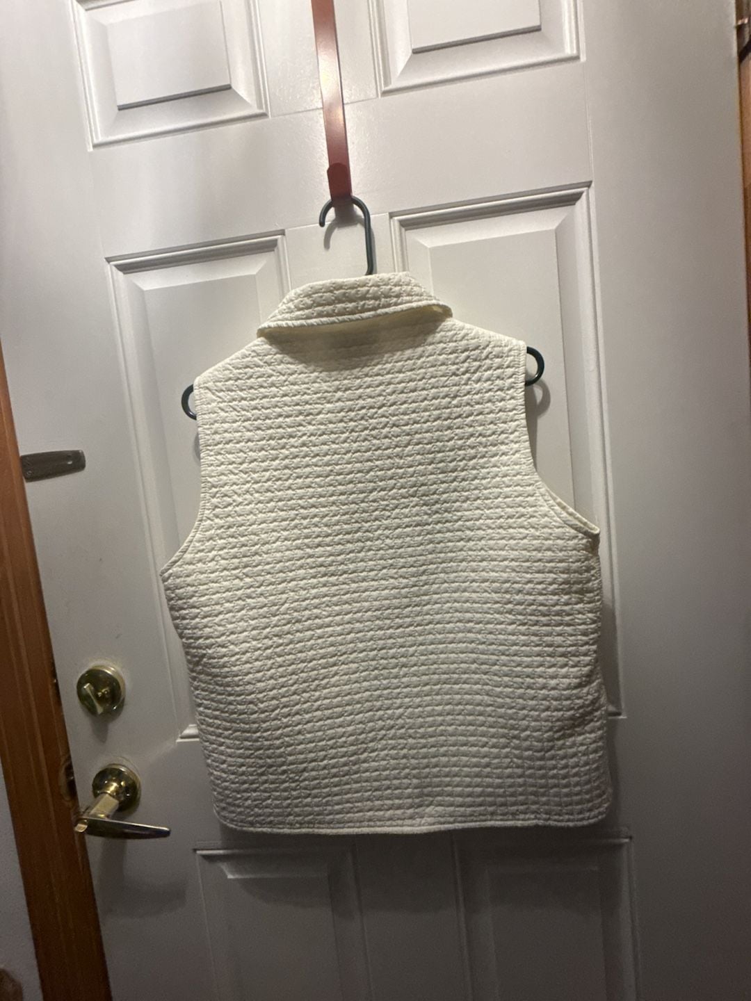 Keren Hart Quilted Vest Size M White Zip Up Collared Puffer 7