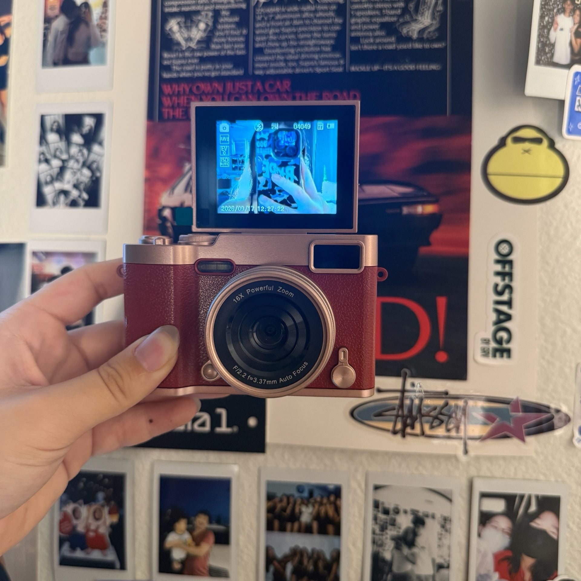 M9 48MP HD Digital Camera Red 180 Rotate IPS Screen New 2