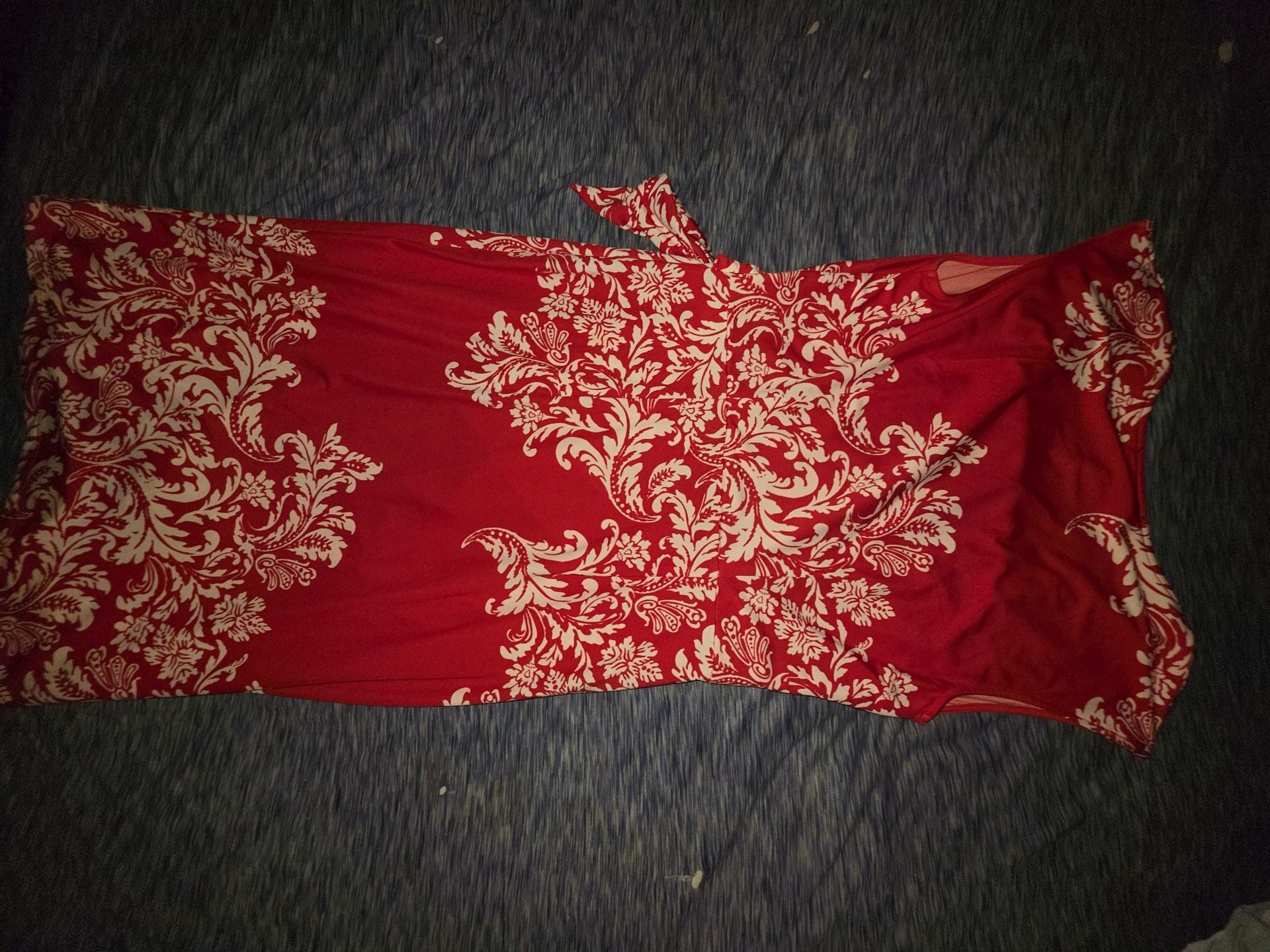 INC International Concepts Wrap Dress Size S Red White Floral 4
