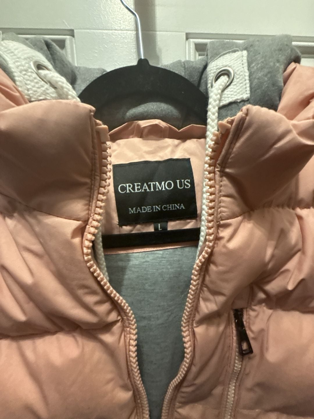 CREATMO US Puffer Vest Size L Pink Hooded 5