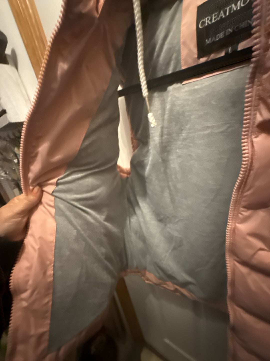 CREATMO US Puffer Vest Size L Pink Hooded 6