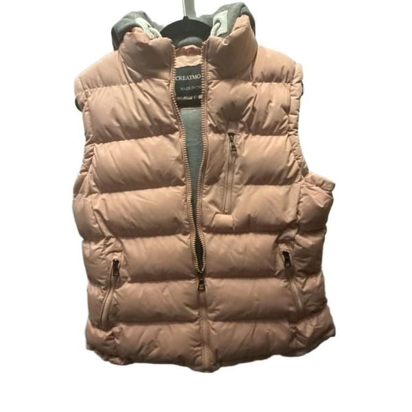 CREATMO US Puffer Vest Size L Pink Hooded