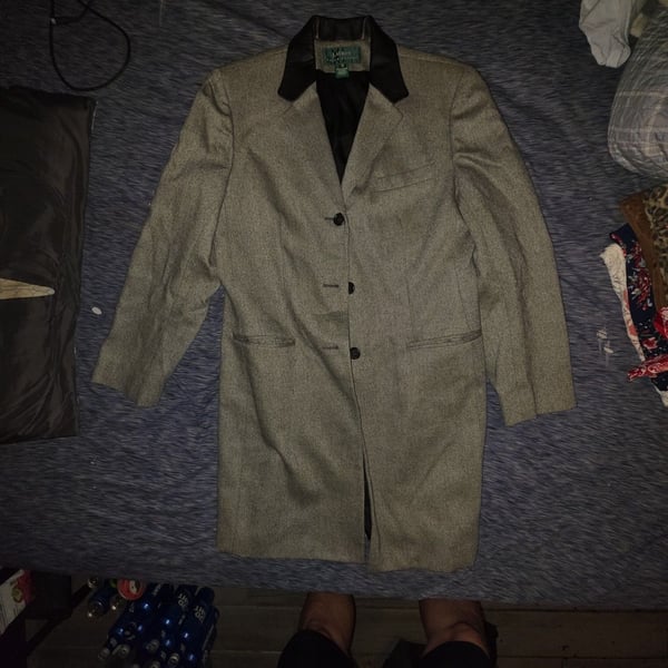Lauren Ralph Lauren Wool Tweed Leather Collar Coat Size 12