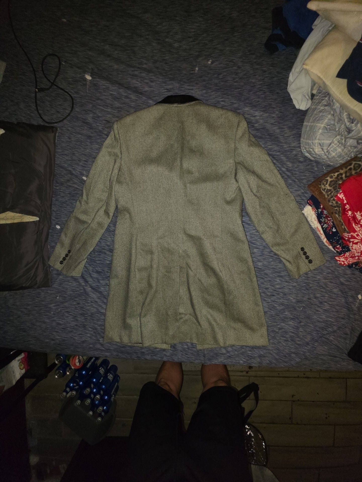 Lauren Ralph Lauren Wool Tweed Leather Collar Coat Size 12 4