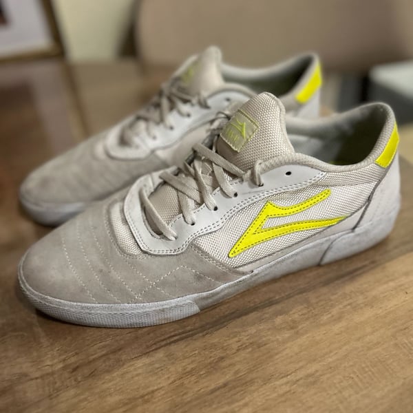 Lakai Cambridge Size 10.5 White Yellow Skate Shoes