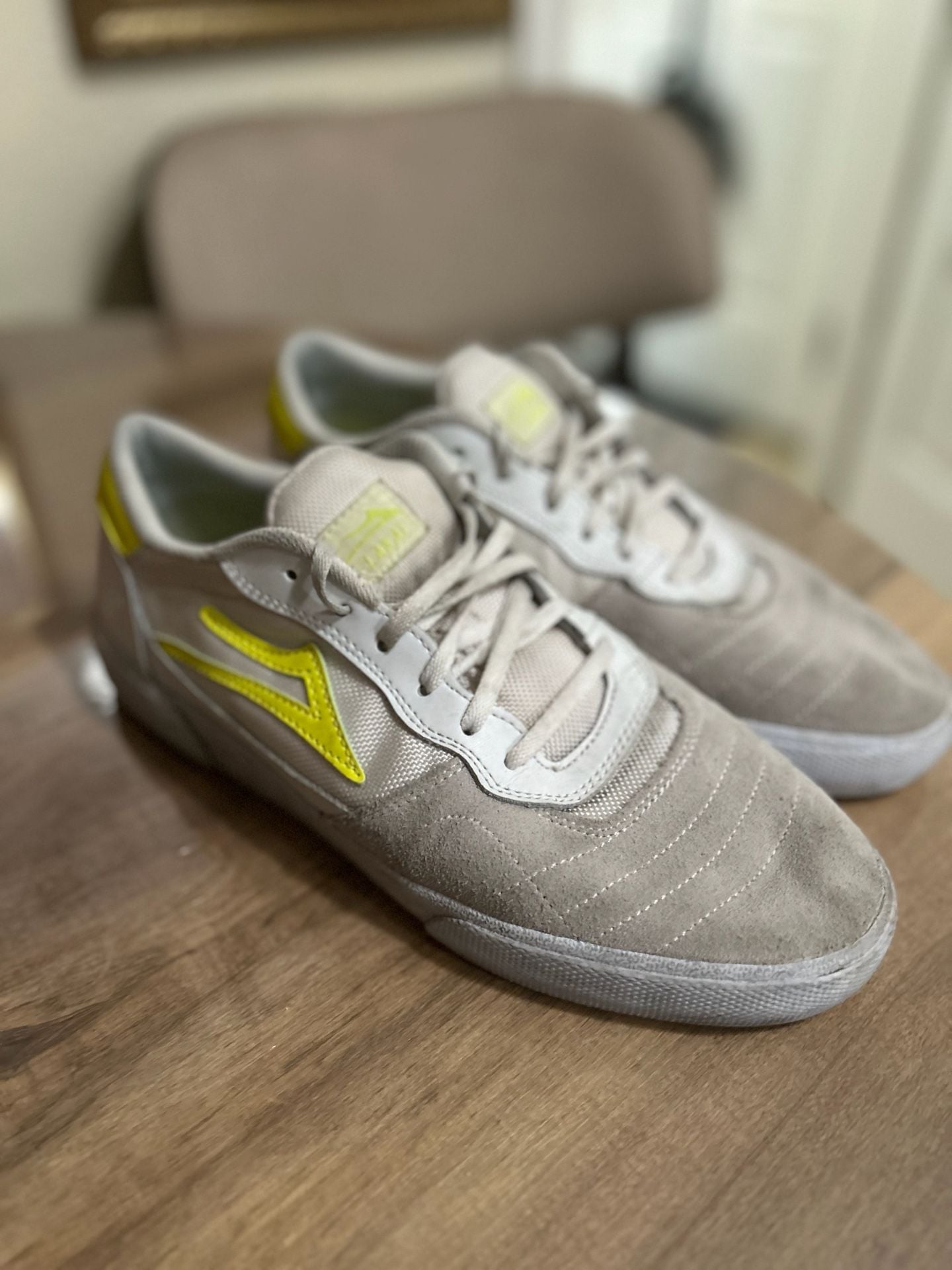 Lakai Cambridge Size 10.5 White Yellow Skate Shoes 4