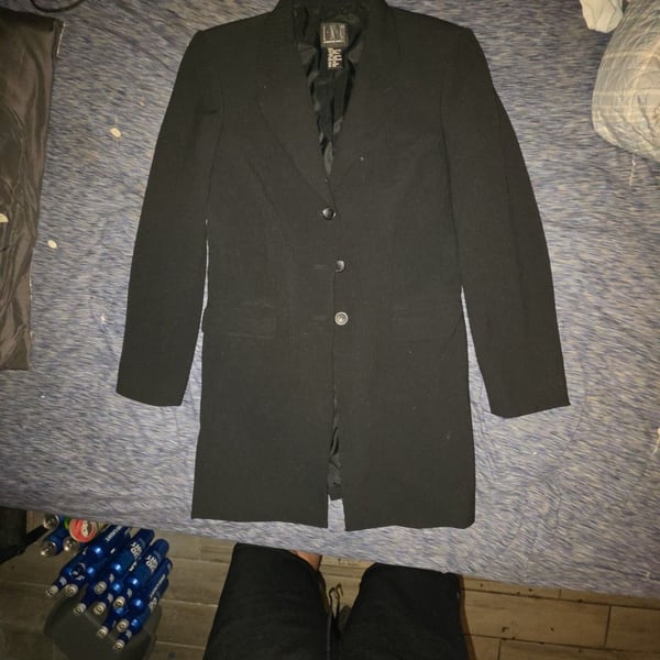 I-N-C International Concepts Longline Blazer Size 10 Black Wool Blend