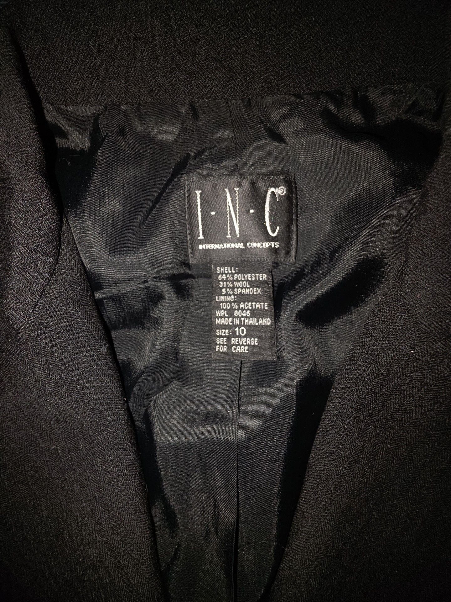 I-N-C International Concepts Longline Blazer Size 10 Black Wool Blend 3